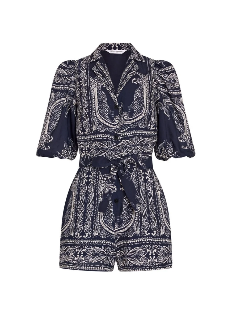 NWT Amanda Uprichard Lucia Short Sleeve Navy & White Romper - Sz Med - Picture 12 of 13